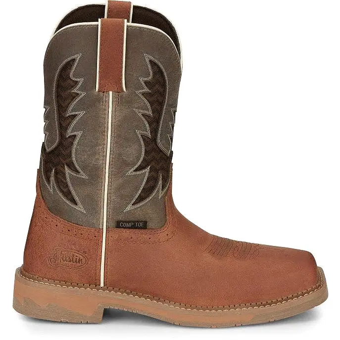 Justin Men's Bolt 11 Nano Comp Toe Western Work Boot -Brown- SE4111