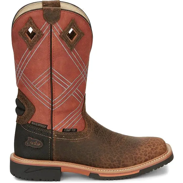 Justin Men's Dalhart 12 Nano CT Western Work Boot -Brown- SE4218