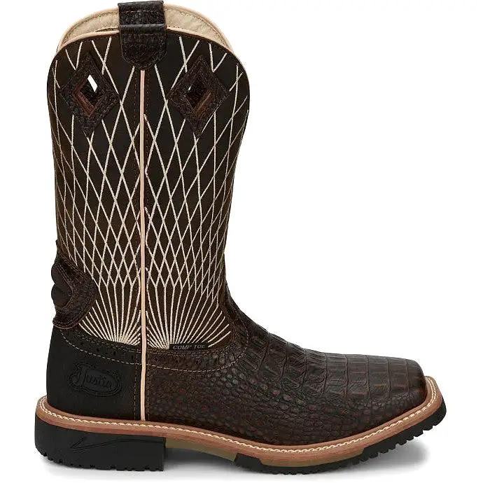 Justin Men's Derrickman 12 CT Western Work Boot -Brown- SE4833