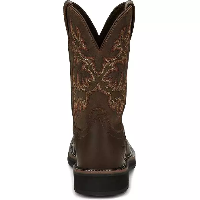 Justin Men's Driller 11 Square Toe Western Work Boot -Brown- SE4681