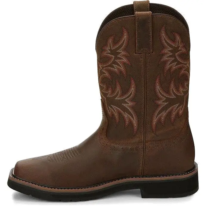 Justin Men's Driller 11 Steel Toe Western Work Boot -Brown- SE4690