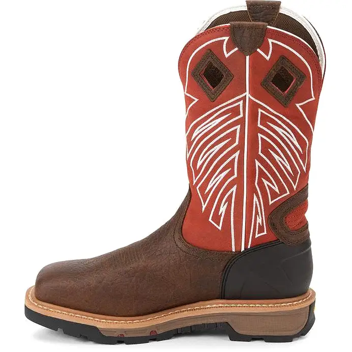 Justin Men's RoughNeck 12 Steel Toe WP Western Work Boot -Brown- WK2115