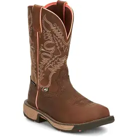 Justin Women's Rush 11 Comp Toe WP Western Work Boot -Brown- SE4357