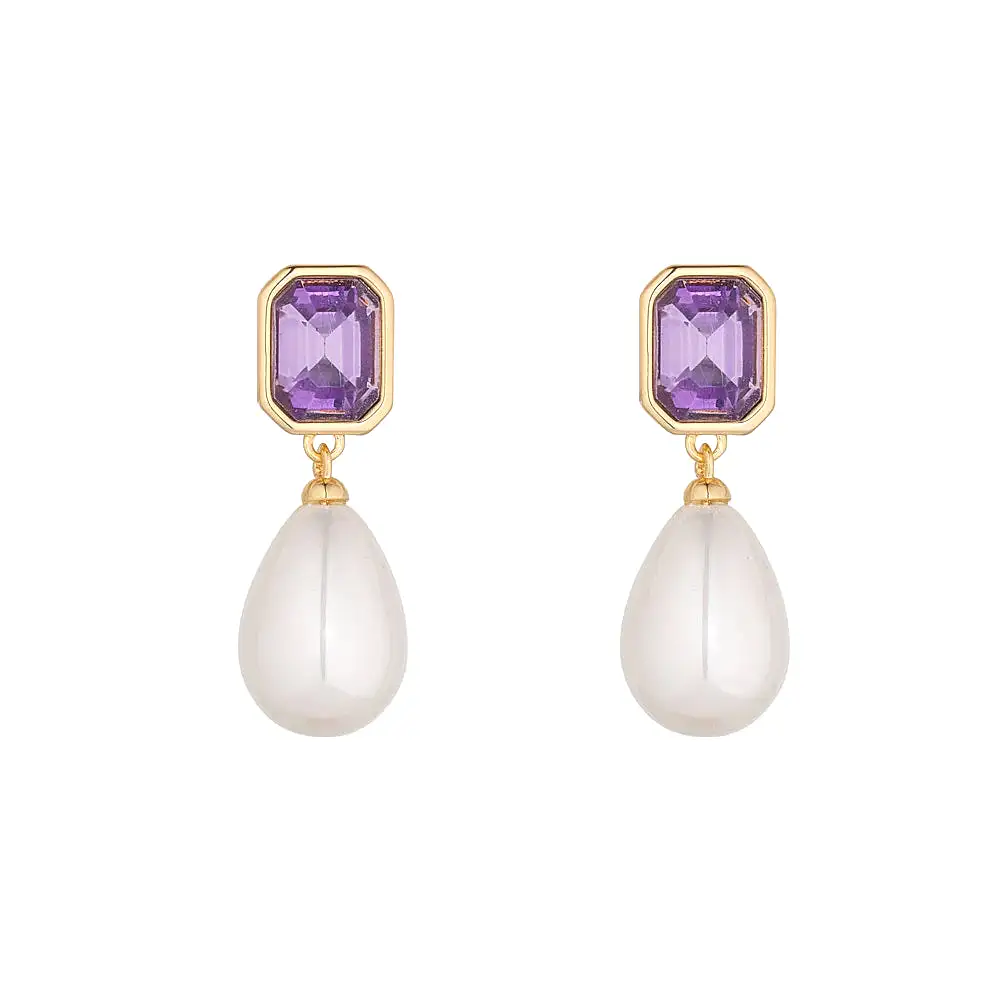 KNIGHT & DAY -  Pearl & Amethyst Earrings