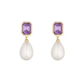 KNIGHT & DAY -  Pearl & Amethyst Earrings