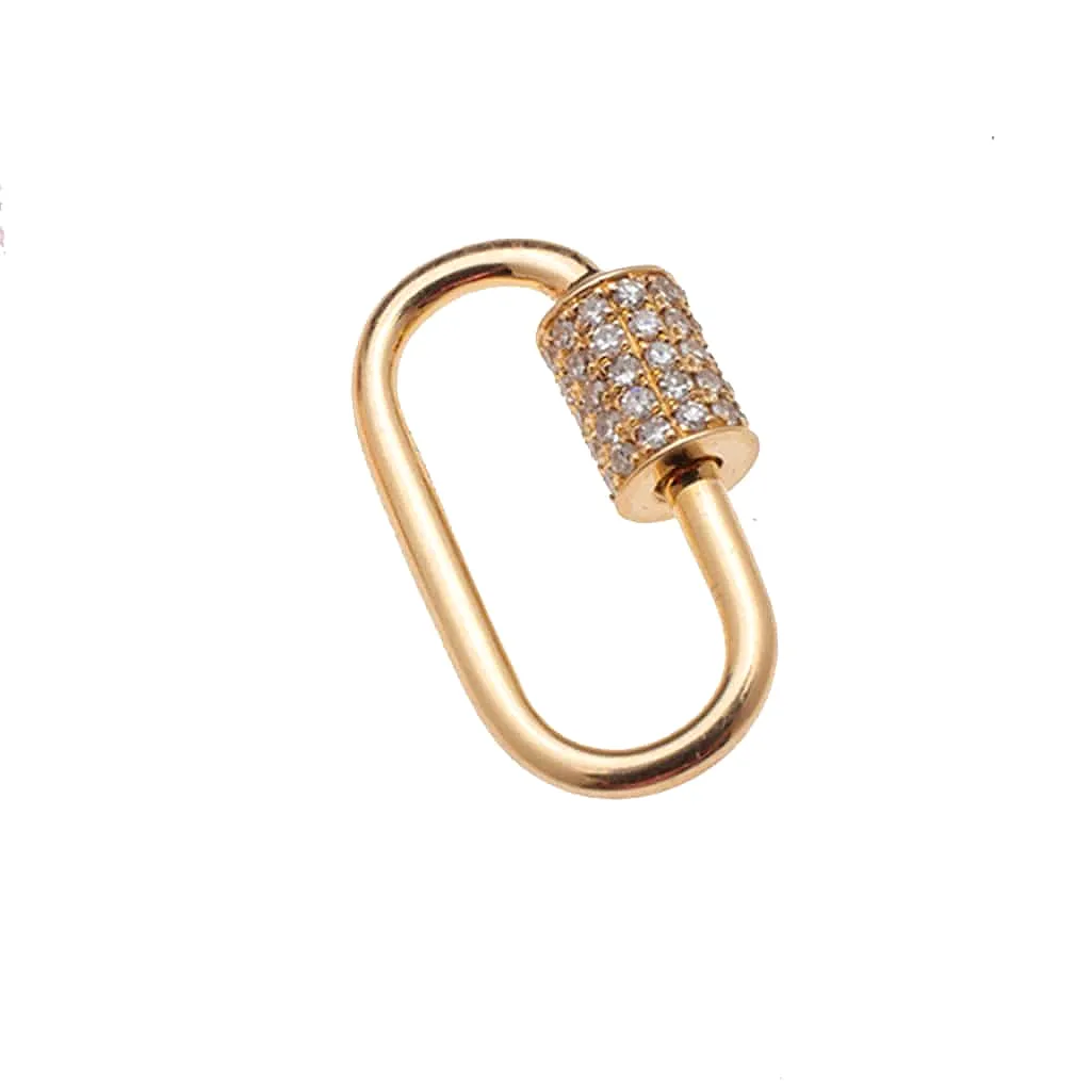 Large Gold Carabiner Charm Enhancer with DIamonds