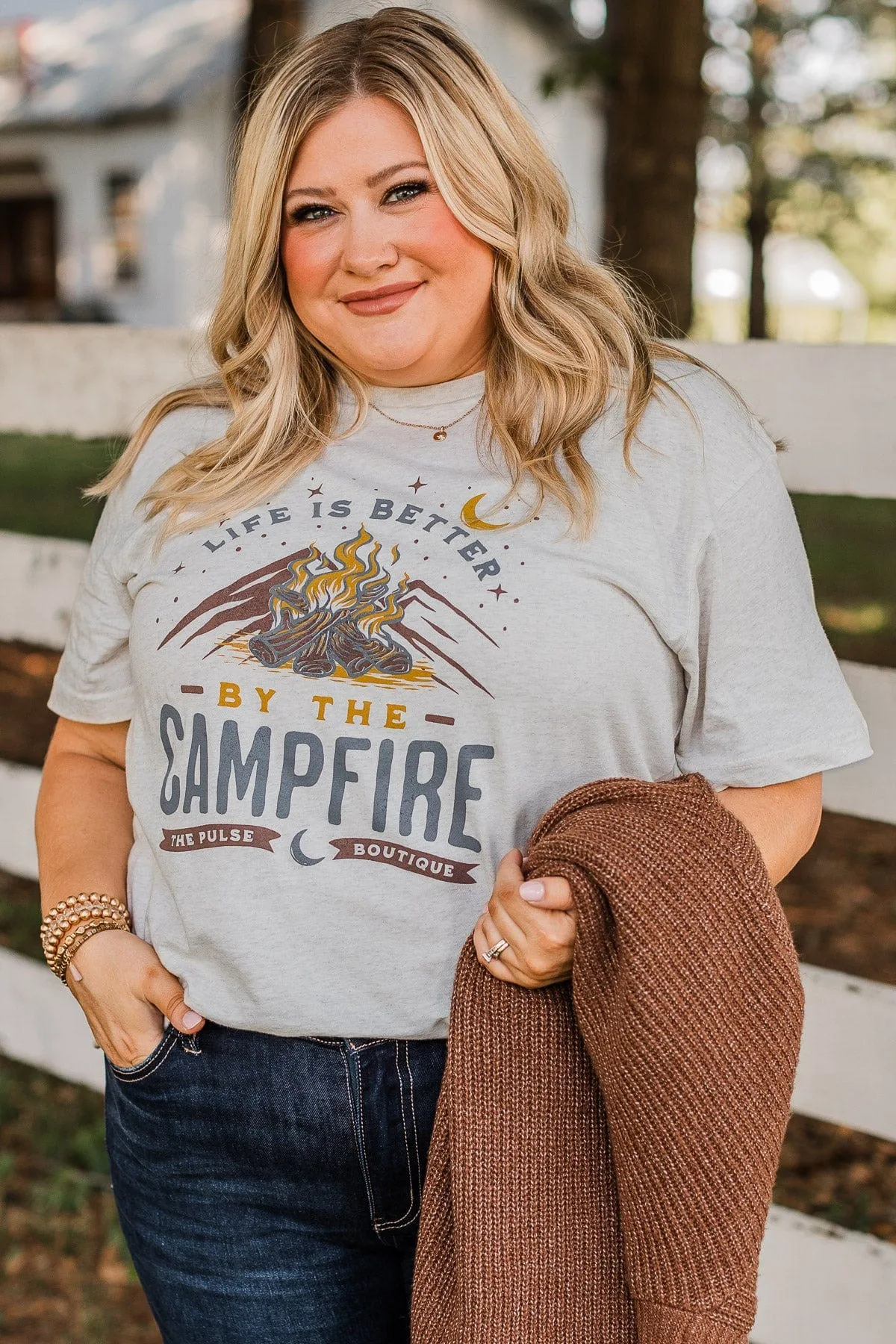 Life Is Better By The Campfire Graphic Tee- Oatmeal