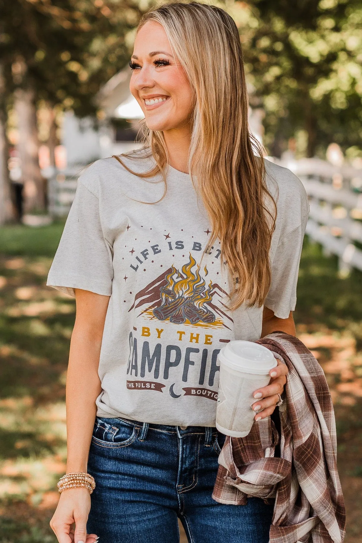 Life Is Better By The Campfire Graphic Tee- Oatmeal