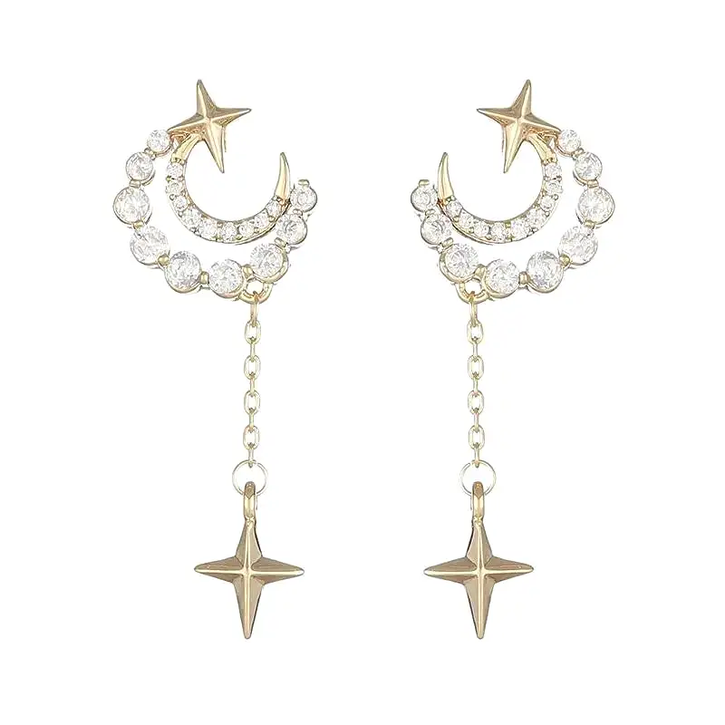 Moon Diamonds Crosses Earrings