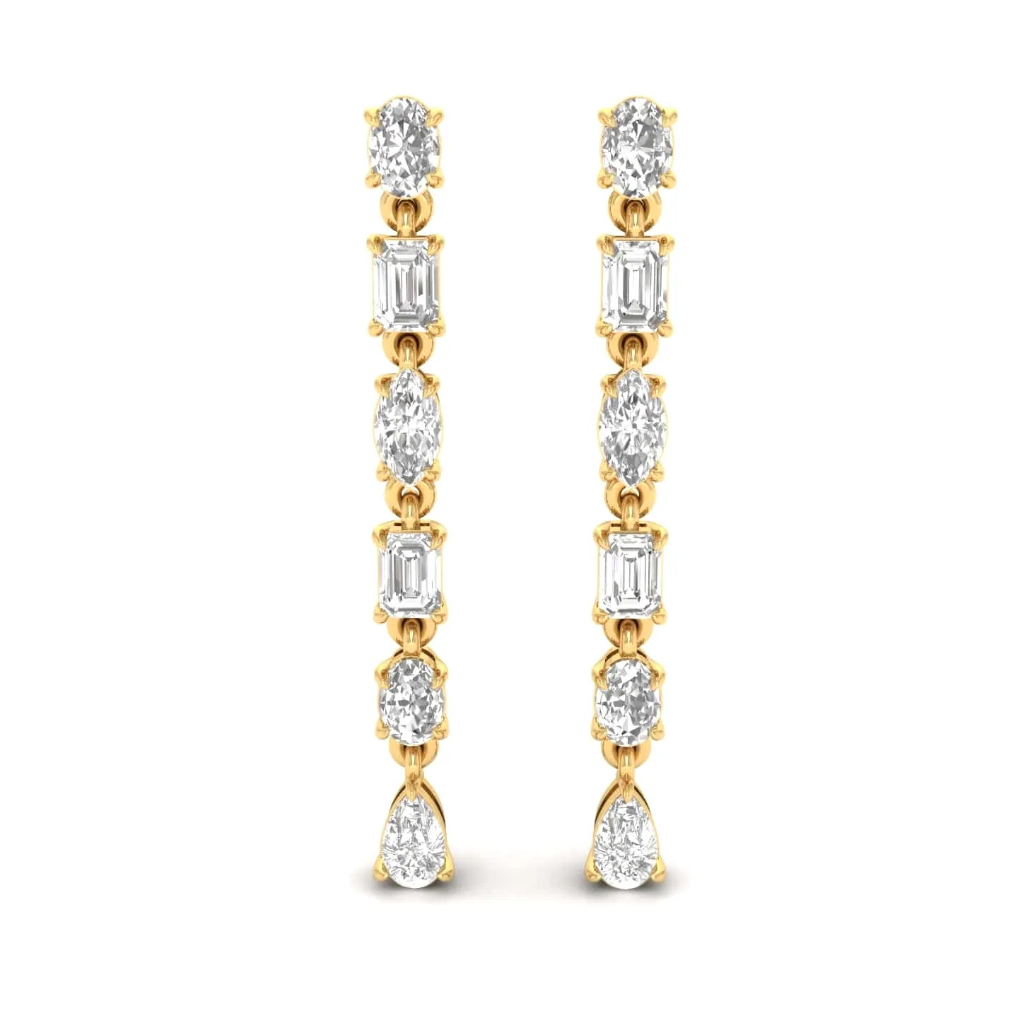 Multi-Diamond Dangle Earrings, Lab Grown