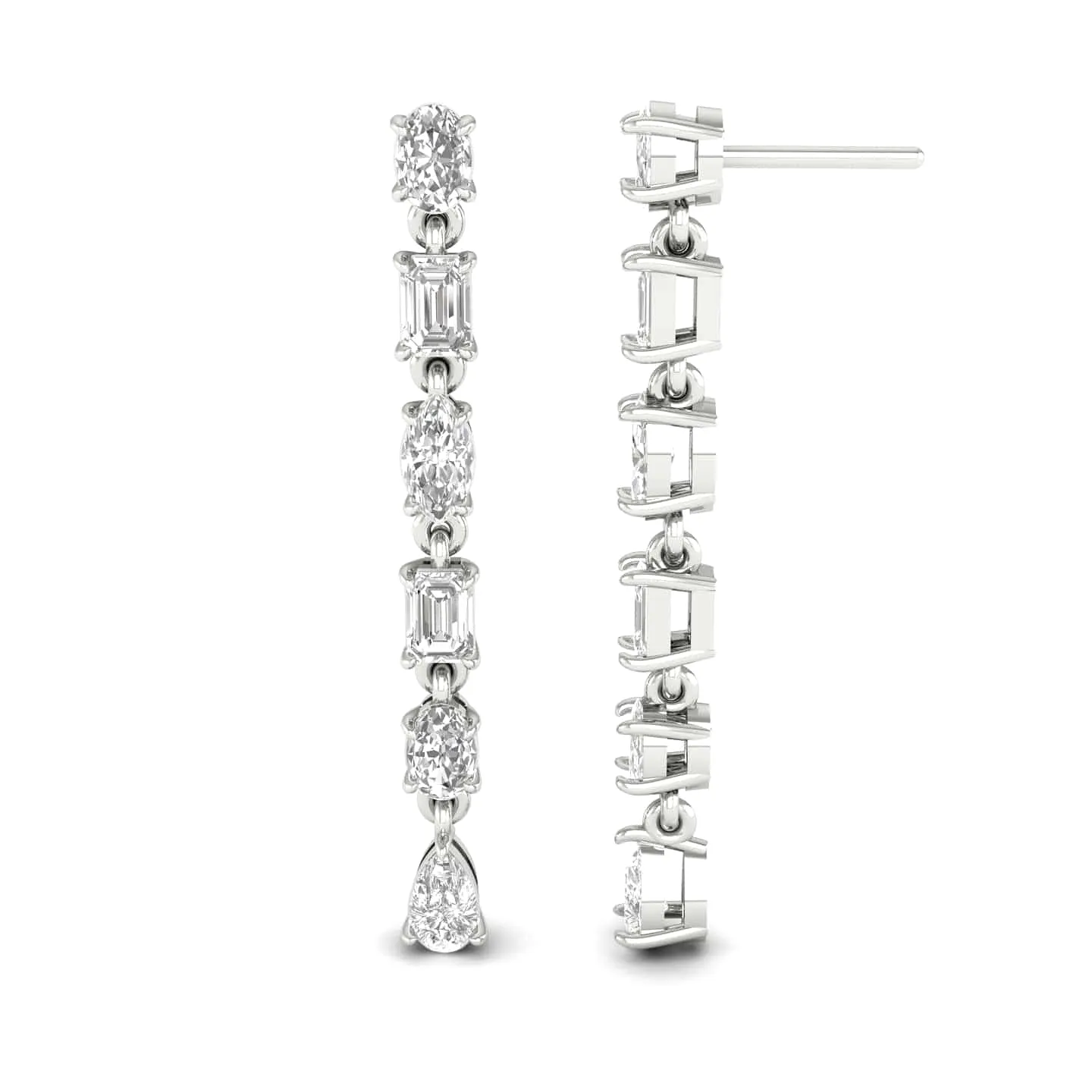 Multi-Diamond Dangle Earrings, Lab Grown