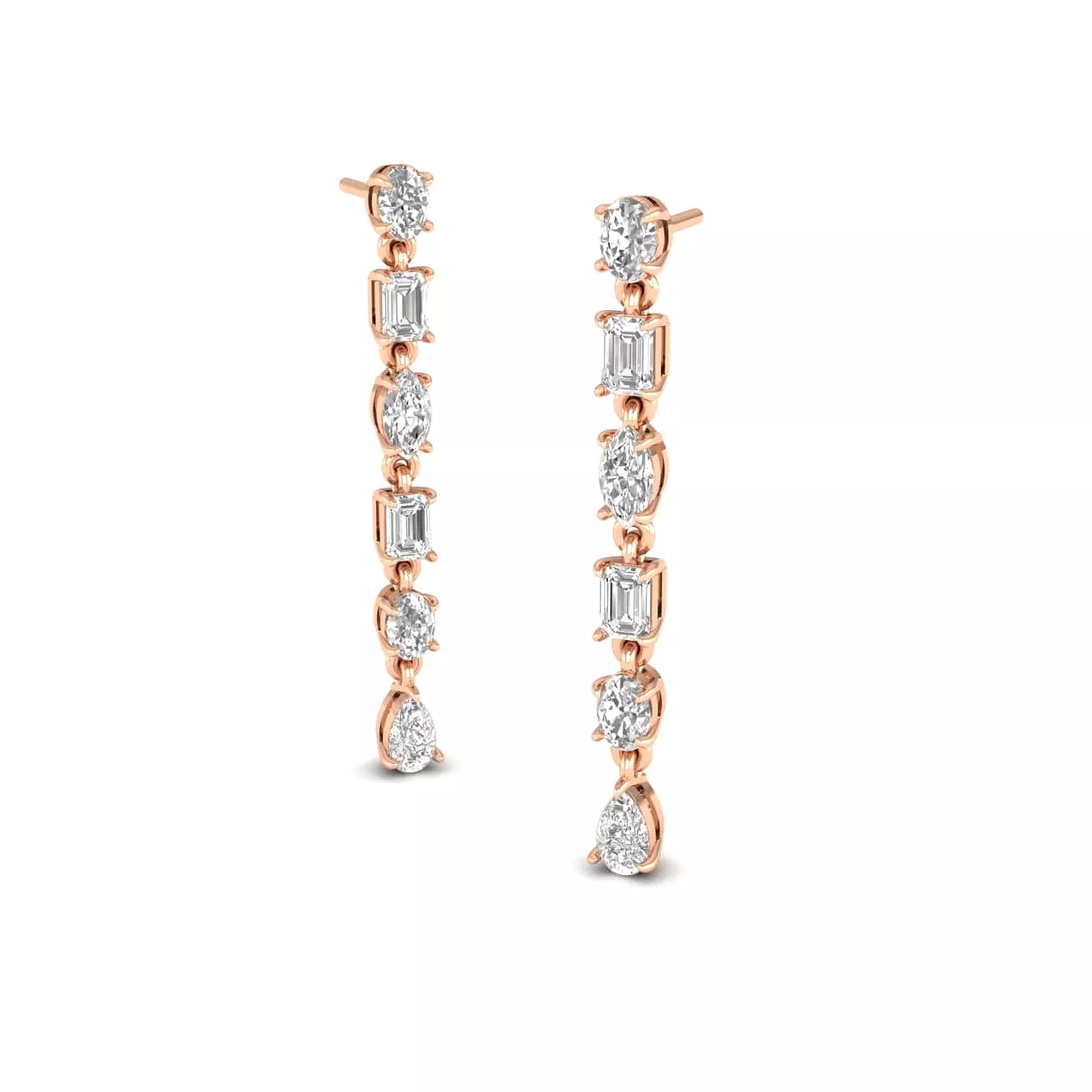 Multi-Diamond Dangle Earrings, Lab Grown