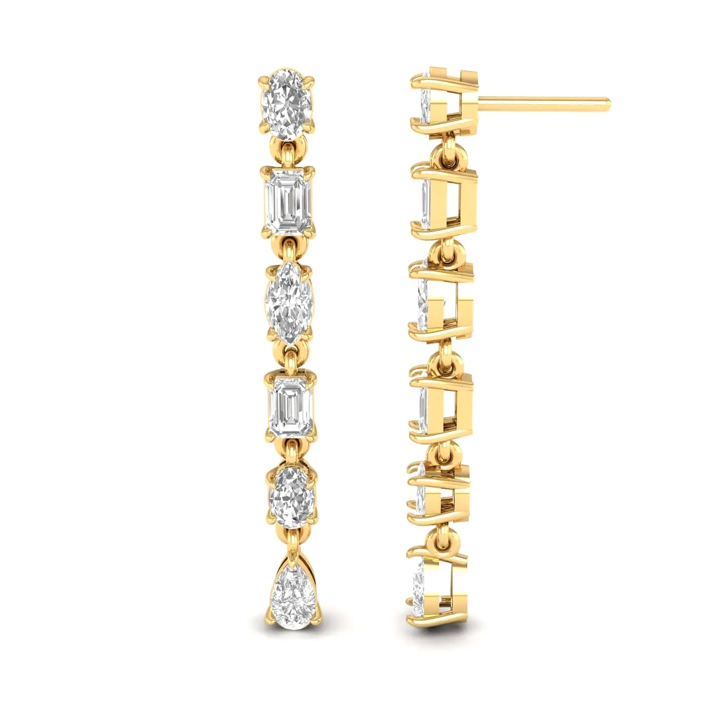 Multi-Diamond Dangle Earrings, Lab Grown