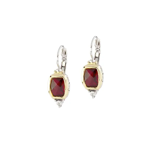 Nouveau Garnet Cubic Zirconia French Wire Clip Earring by John Medeiros