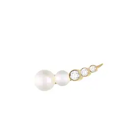 Petite Pearl Diamond Croissant Earring