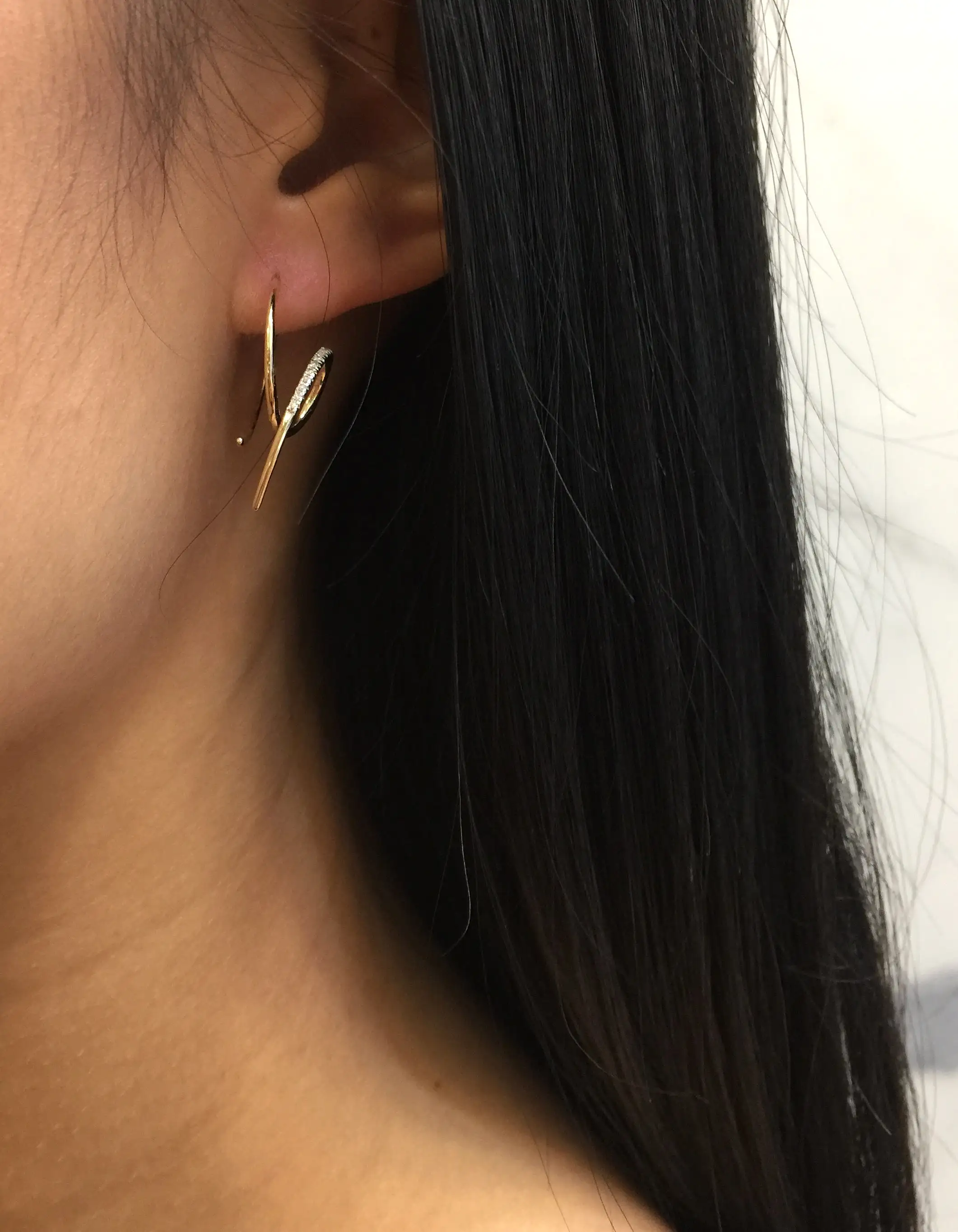 Racer Diamond Earring, 14k Gold