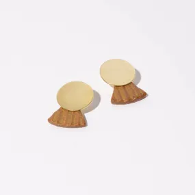 Reeded Fan Drop Earrings - Golden Umber + Brass