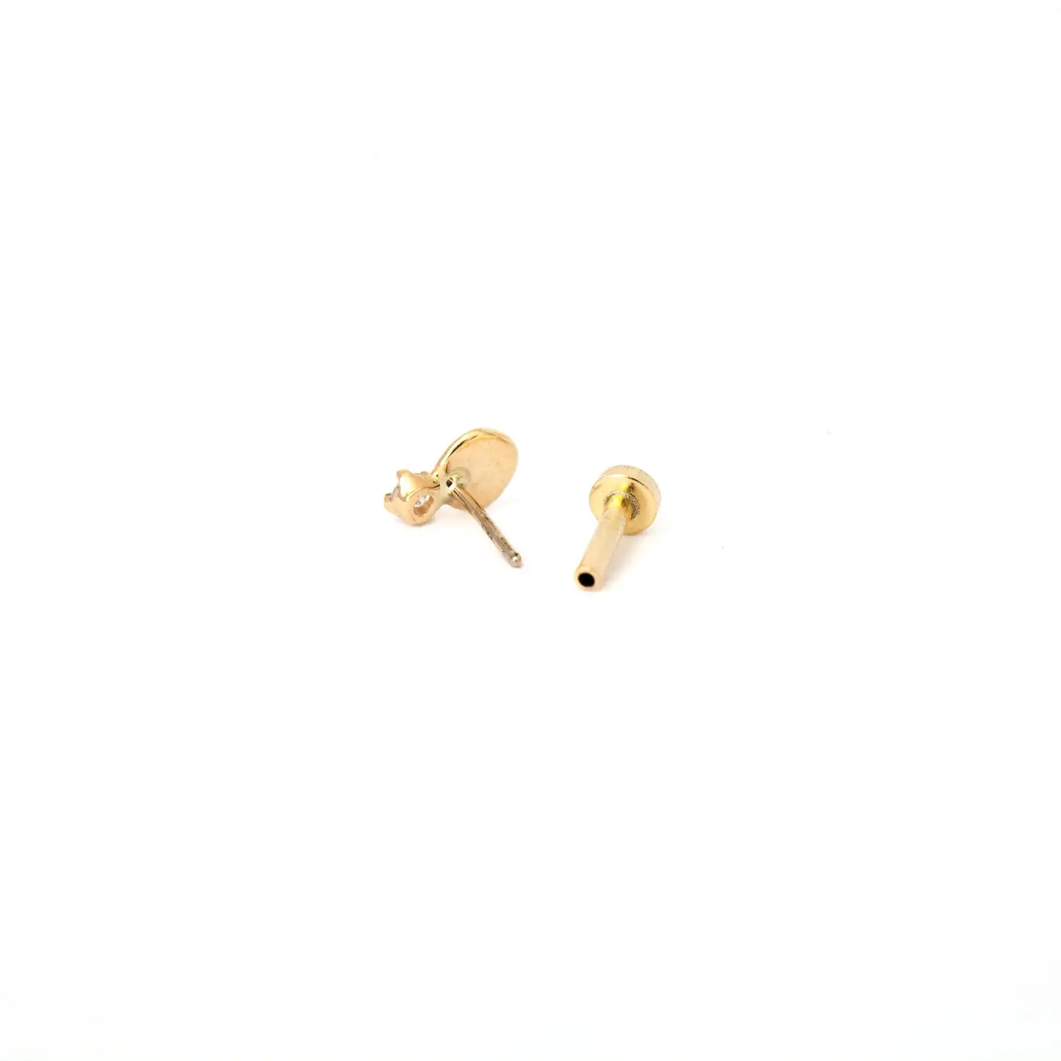 Single Small Disc Stud with Diamonds w/ 5 mm Flat Back