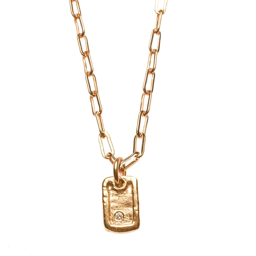 Solid Gold Dog Tag with Diamonds Signature Piece