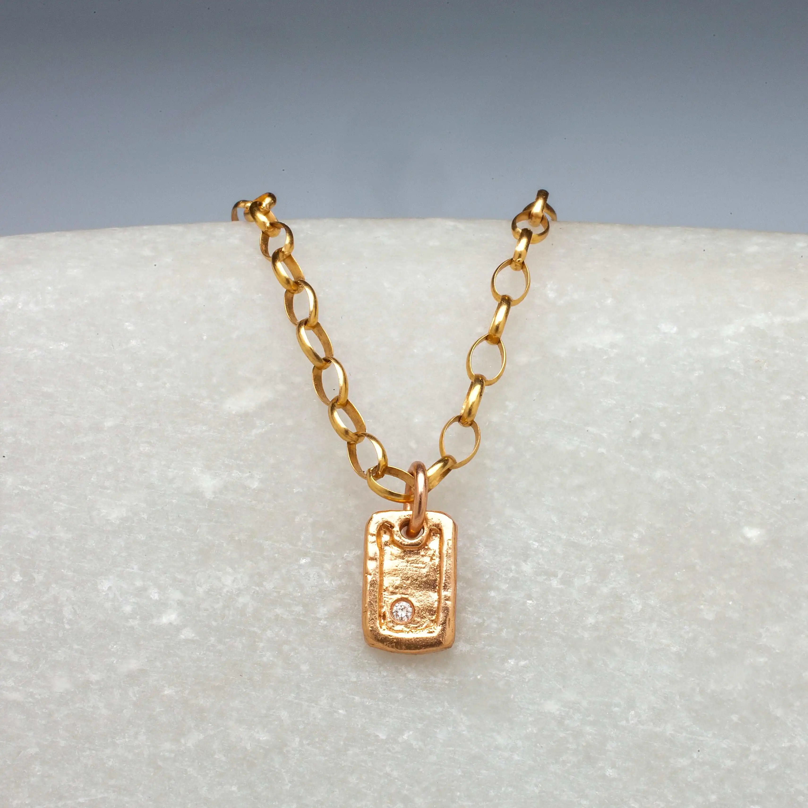 Solid Gold Dog Tag with Diamonds Signature Piece