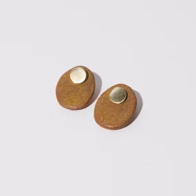 Stone 2-in-1 Earrings - Golden Umber + Brass