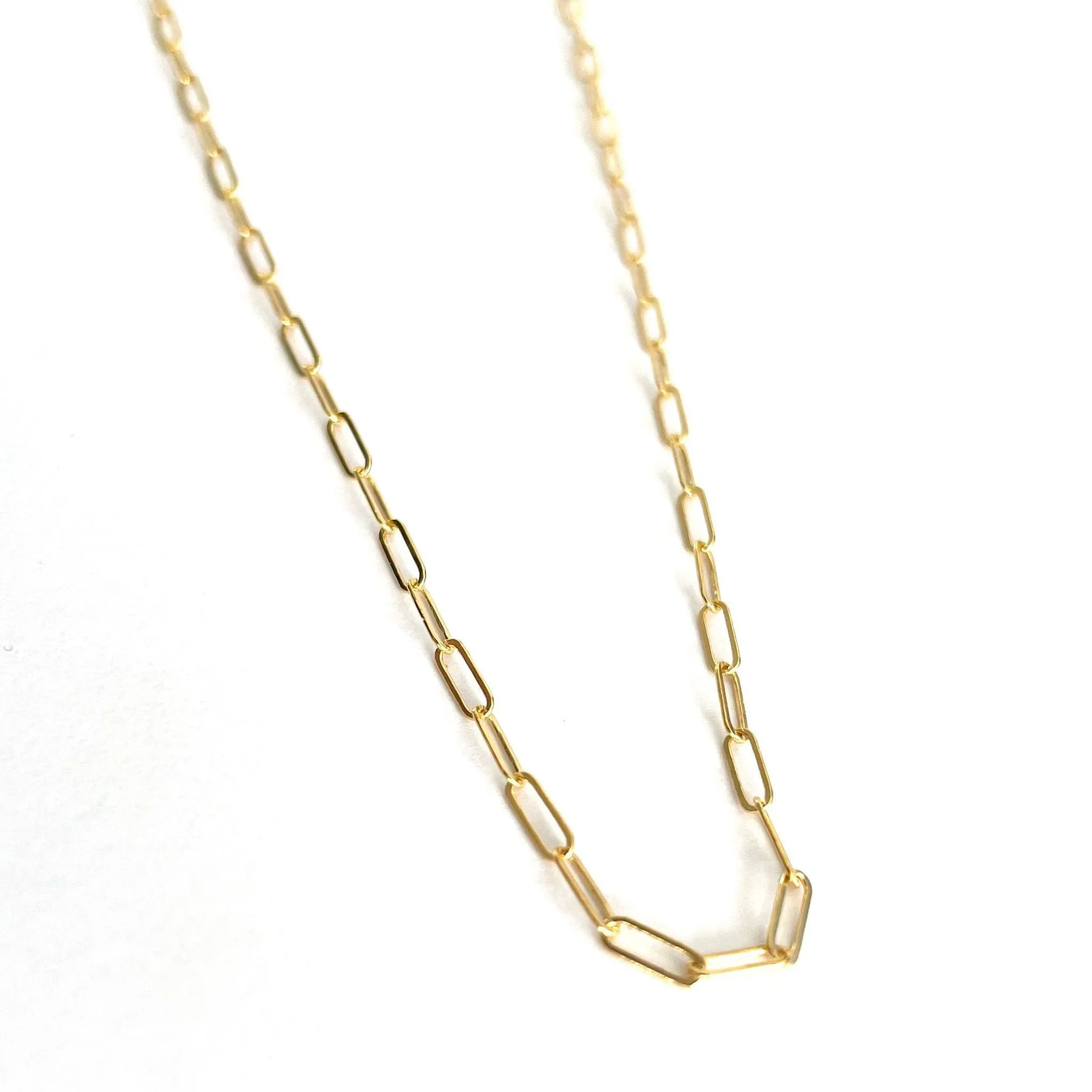 Teeny 2mm Gold Paper Clip Necklace