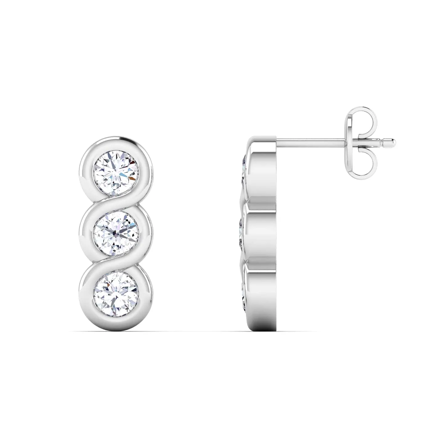 Trio Diamond Drop Earrings, Lab Grown