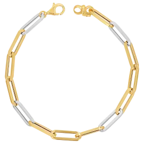 Two-Tone Grand Paper Clip Chain Bracelet